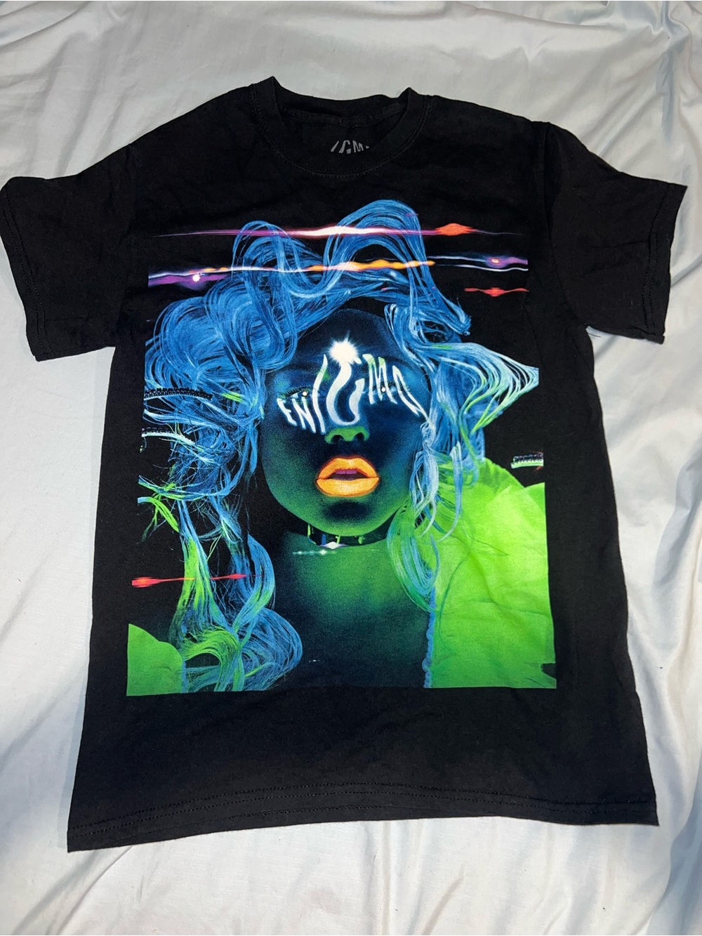 Black Neon Portrait Short Sleeve Graphic Tee